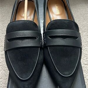 Talbots Black Suede Women's Loafers pointed toe size 7 NIB!